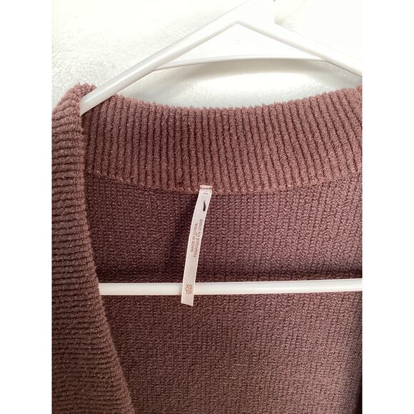 Free People Women Ottoman Slouchy Ribbed Cardigan Sweater Oversized Brown SZ XS - Picture 5 of 10